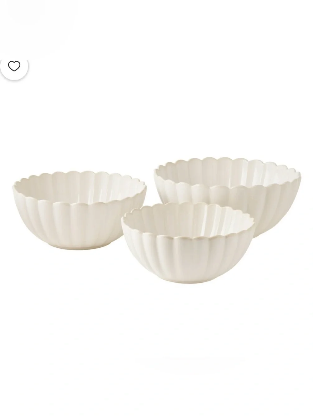 NEW The Pioneer Woman Colette Linen Scalloped Serving Bowl Set Of 3